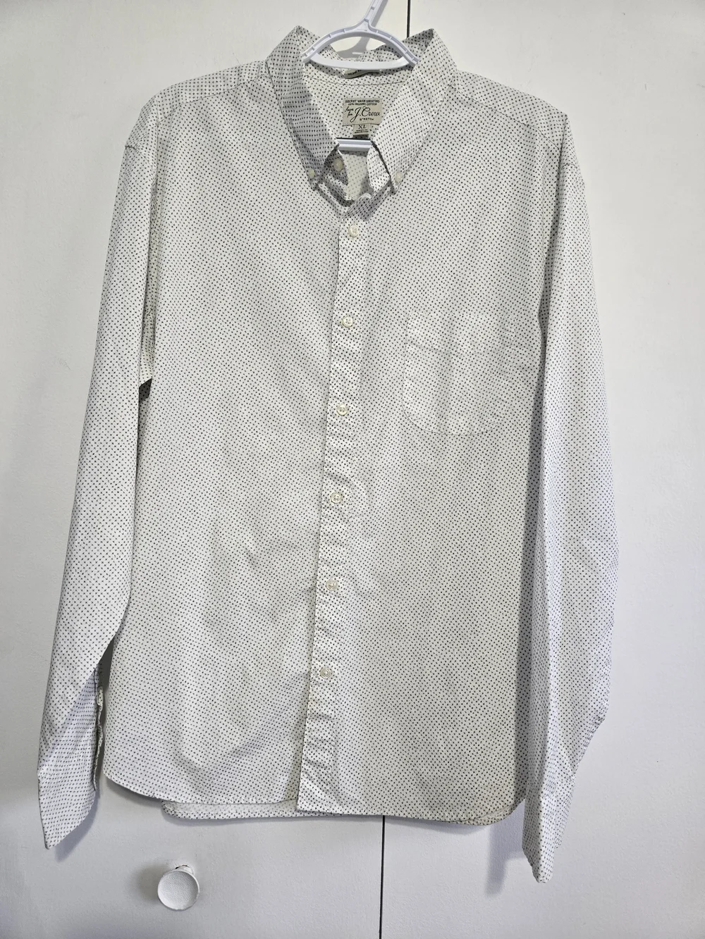 J.Crew Secret‎ Wash Shirt XL Slim Untucked Organic Cotton Button Down Print